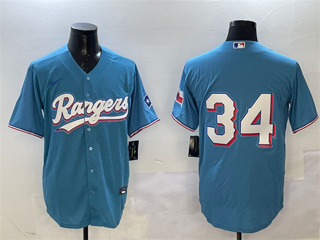 Men's Texas Rangers #34 Nolan Ryan Blue Cool Base Stitched Baseball Jersey Men's Texas Rangers #34 Nolan Ryan Blue Cool Base Stitched Baseball Jersey