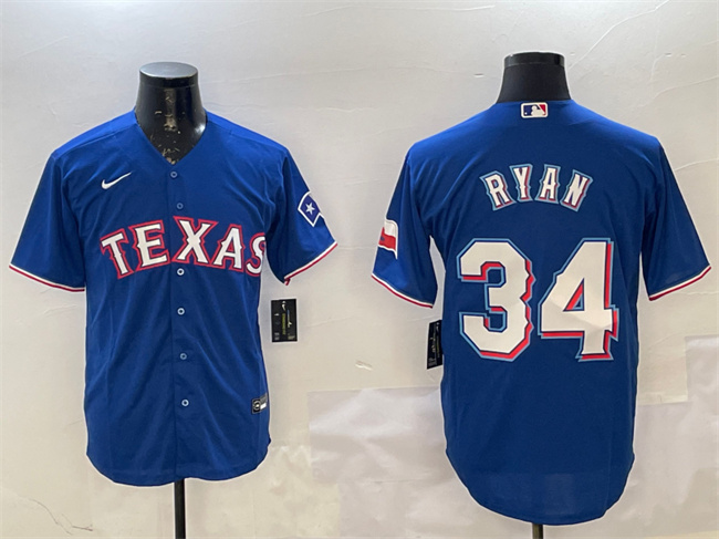 Men's Texas Rangers #34 Nolan Ryan Royal Cool Base Stitched Baseball Jersey Men's Texas Rangers #34 Nolan Ryan Royal Cool Base Stitched Baseball Jersey