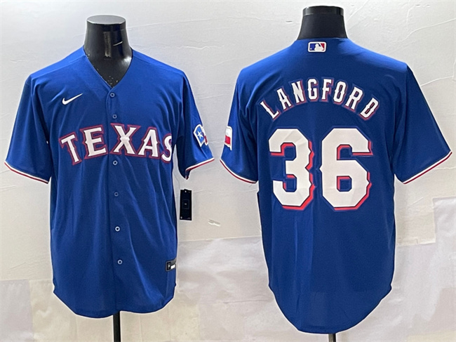 Men's Texas Rangers #36 Wyatt Langford Royal Cool Base Limited Stitched Baseball Jersey Men's Texas Rangers #36 Wyatt Langford Royal Cool Base Limited Stitched Baseball Jersey