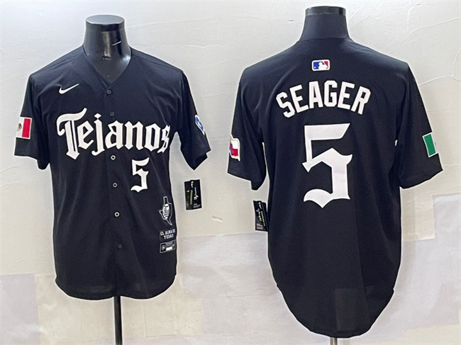 Men's Texas Rangers #5 Corey Seager Black Mexico 2025 Vapor Premier Limited Stitched Baseball Jersey Men's Texas Rangers #5 Corey Seager Black Mexico 2025 Vapor Premier Limited Stitched Baseball Jersey