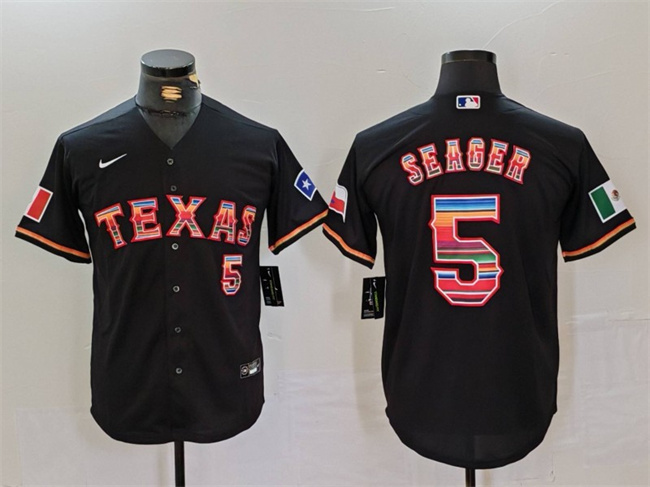 Men's Texas Rangers #5 Corey Seager Black Mexico Cool Base Stitched Baseball Jersey Men's Texas Rangers #5 Corey Seager Black Mexico Cool Base Stitched Baseball Jersey