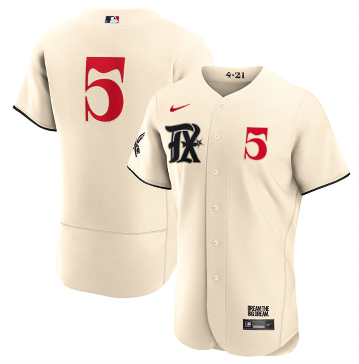 Men's Texas Rangers #5 Corey Seager Cream 2023 City Connect Flex Base Stitched Baseball Jerseys Men's Texas Rangers #5 Corey Seager Cream 2023 City Connect Flex Base Stitched Baseball Jerseys