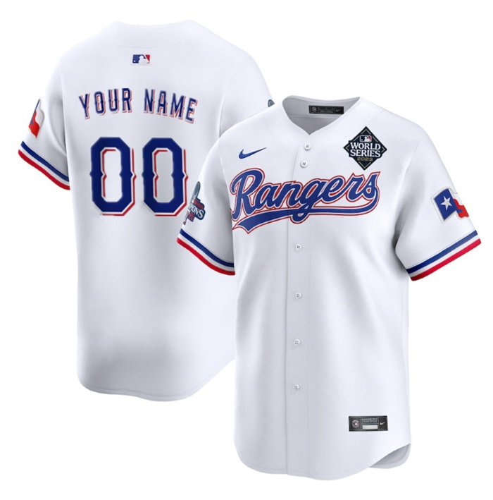 Men's Texas Rangers Active Player Custom White 2023 World Series Patch And Champions Patch Stitched Baseball Jersey Men's Texas Rangers Active Player Custom White 2023 World Series Patch And Champions Patch Stitched Baseball Jersey