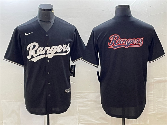 Men's Texas Rangers Black Team Big Logo Cool Base Stitched Baseball Jersey Men's Texas Rangers Black Team Big Logo Cool Base Stitched Baseball Jersey