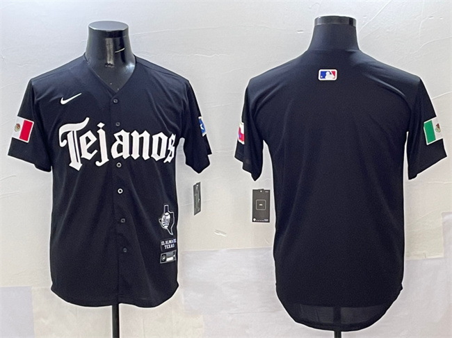 Men's Texas Rangers Blank Black Mexico 2025 Vapor Premier Limited Men's Texas Rangers Blank Black Mexico 2025 Vapor Premier Limited