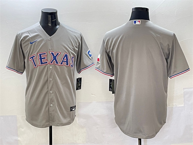 Men's Texas Rangers Blank Grey With Patch Cool Base Stitched Baseball Jersey Men's Texas Rangers Blank Grey With Patch Cool Base Stitched Baseball Jersey