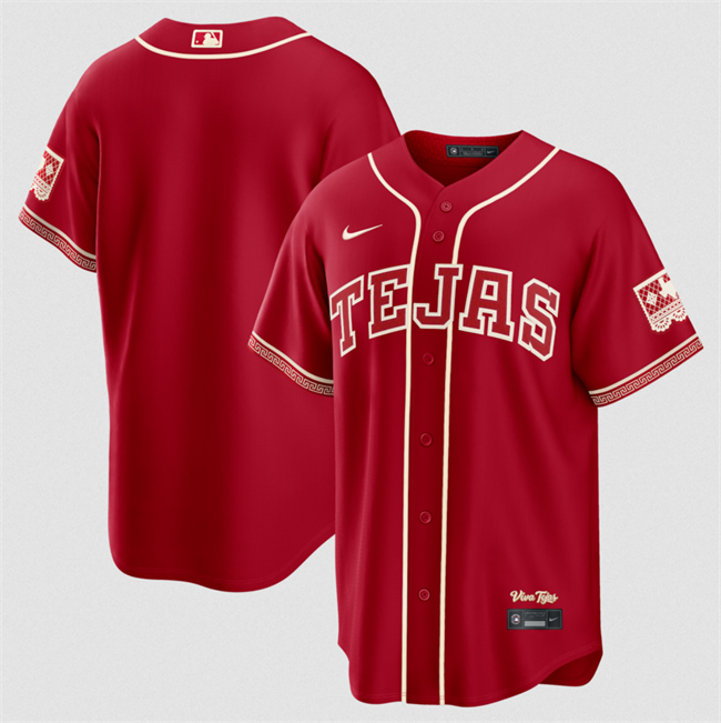 Men's Texas Rangers Blank Red 2026 City Connect Stadium Stitched Baseball Jersey Men's Texas Rangers Blank Red 2026 City Connect Stadium Stitched Baseball Jersey