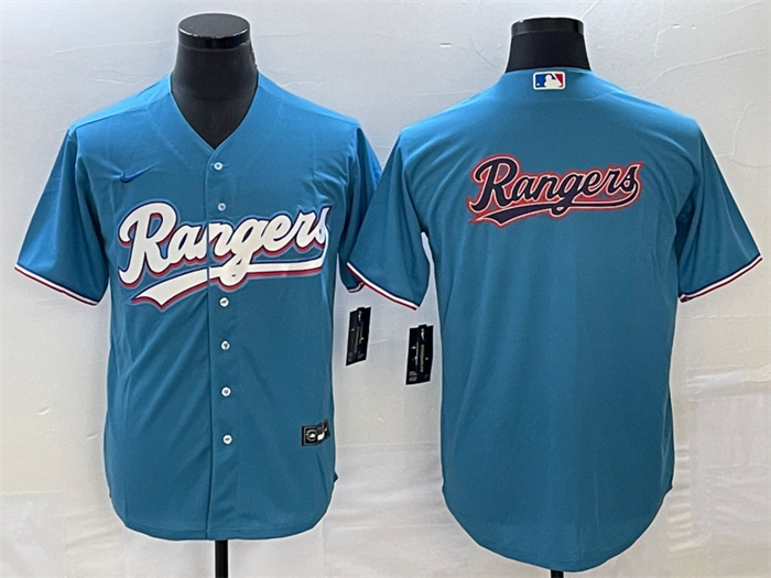 Men's Texas Rangers Blue Team Big Logo Cool Base Stitched Baseball Jersey Men's Texas Rangers Blue Team Big Logo Cool Base Stitched Baseball Jersey