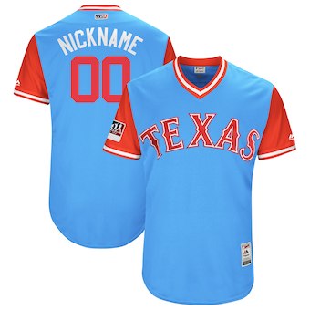 Men's Texas Rangers Majestic Light Blue 2018 Players' Weekend Authentic Flex Base Custom Jersey Men's Texas Rangers Majestic Light Blue 2018 Players' Weekend Authentic Flex Base Custom Jersey