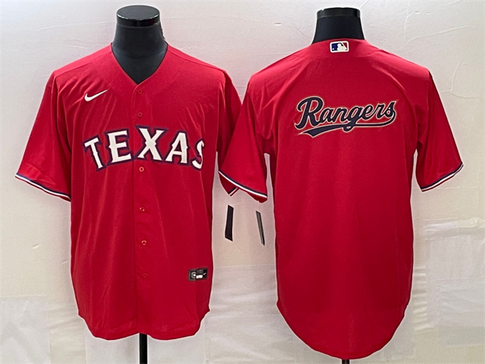 Men's Texas Rangers Red Team Big Logo Cool Base Stitched Baseball Jersey Men's Texas Rangers Red Team Big Logo Cool Base Stitched Baseball Jersey