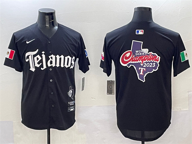 Men's Texas Rangers Team Big Logo Black Mexico 2025 Vapor Premier Limited Stitched Baseball Jersey’ Men's Texas Rangers Team Big Logo Black Mexico 2025 Vapor Premier Limited Stitched Baseball Jersey’
