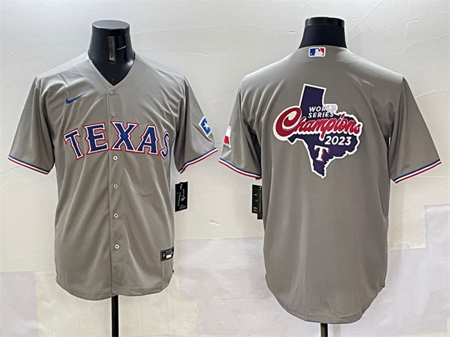 Men's Texas Rangers Team Big Logo Grey With Patch Cool Base Stitched Baseball Jersey 1 Men's Texas Rangers Team Big Logo Grey With Patch Cool Base Stitched Baseball Jersey 1