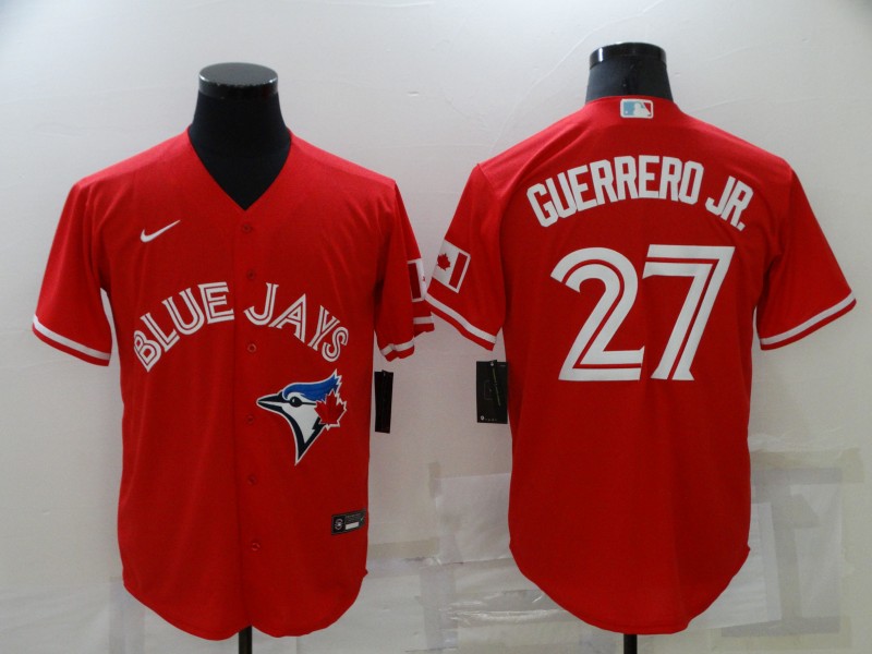 Men's Toronto Blue Jays #27 Vladimir Guerrero Jr. Red Cool Base Stitched Jersey Men's Toronto Blue Jays #27 Vladimir Guerrero Jr. Red Cool Base Stitched Jersey