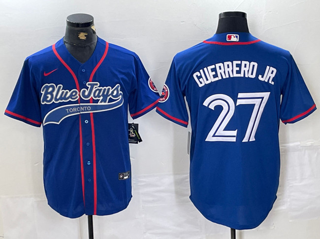 Men's Toronto Blue Jays #27 Vladimir Guerrero Jr. Royal Cool Base Stitched Baseball Jersey Men's Toronto Blue Jays #27 Vladimir Guerrero Jr. Royal Cool Base Stitched Baseball Jersey