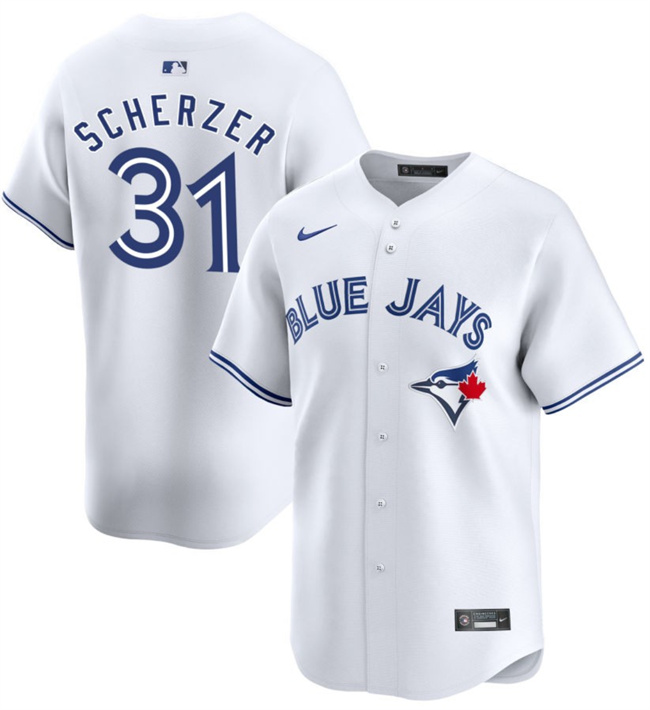 Men's Toronto Blue Jays #31 Max Scherzer White 2024 Home Limited Stitched Jersey Men's Toronto Blue Jays #31 Max Scherzer White 2024 Home Limited Stitched Jersey