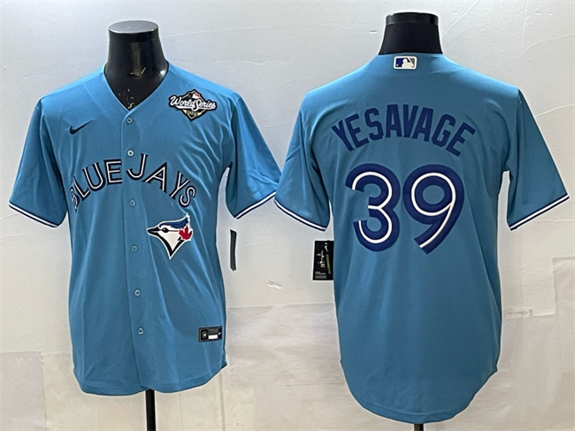 Men's Toronto Blue Jays #39 Trey Yesavage Blue 2025 World Series Home Cool Base Stitched Baseball Jersey Men's Toronto Blue Jays #39 Trey Yesavage Blue 2025 World Series Home Cool Base Stitched Baseball Jersey