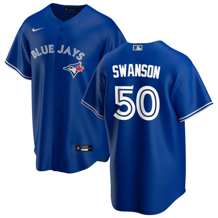 Men's Toronto Blue Jays #50 Erik Swanson Royal Cool Base Stitched Jersey Men's Toronto Blue Jays #50 Erik Swanson Royal Cool Base Stitched Jersey