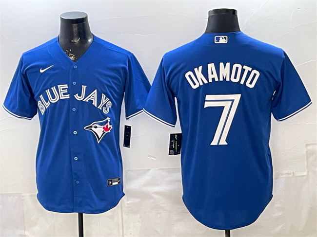 Men's Toronto Blue Jays #7 Kazuma Okamoto Royal 2026 Cool Base Stitched Baseball Jersey Men's Toronto Blue Jays #7 Kazuma Okamoto Royal 2026 Cool Base Stitched Baseball Jersey