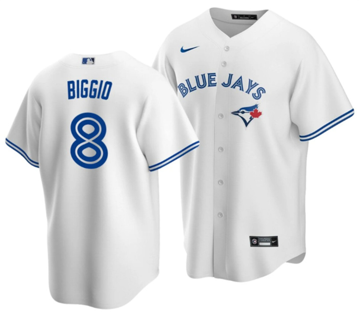 Men's Toronto Blue Jays #8 Cavan Biggio White Cool Base Stitched Jersey Men's Toronto Blue Jays #8 Cavan Biggio White Cool Base Stitched Jersey