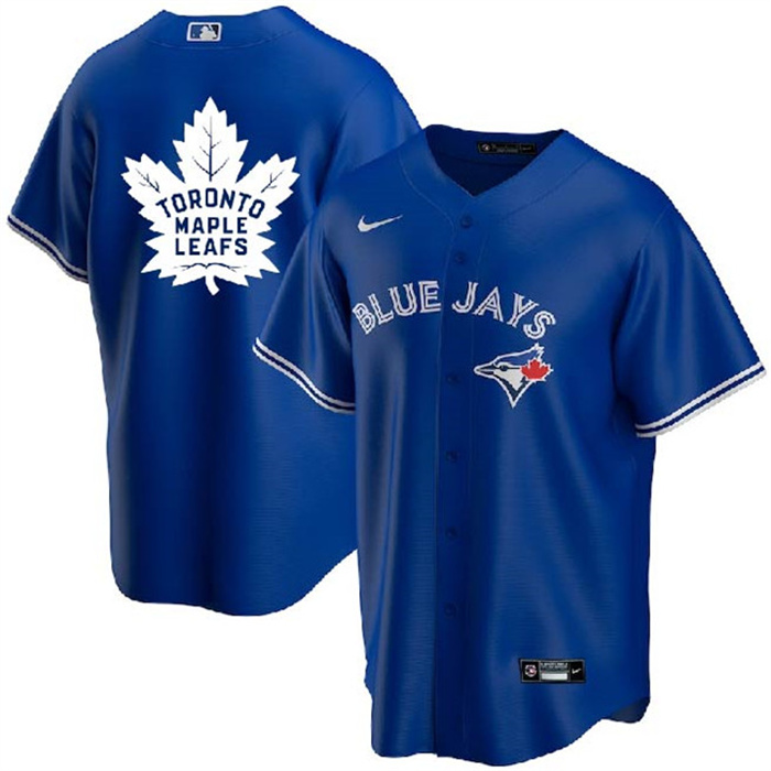 Men's Toronto Blue Jays & Leafs Royal With White Leafs Log Cool Base Stitched Jersey Men's Toronto Blue Jays & Leafs Royal With White Leafs Log Cool Base Stitched Jersey