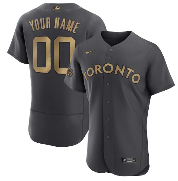 Men's Toronto Blue Jays Active Player Custom 2022 All-Star Charcoal Flex Base Stitched MLB Jersey Men's Toronto Blue Jays Active Player Custom 2022 All-Star Charcoal Flex Base Stitched MLB Jersey
