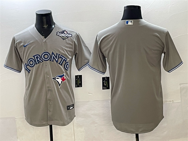 Men's Toronto Blue Jays Blank Grey 2025 World Series Cool Base Stitched Baseball Jersey Men's Toronto Blue Jays Blank Grey 2025 World Series Cool Base Stitched Baseball Jersey