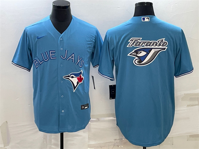 Men's Toronto Blue Jays Light Blue Team Big Logo Cool Base Stitched Baseball Jersey Men's Toronto Blue Jays Light Blue Team Big Logo Cool Base Stitched Baseball Jersey