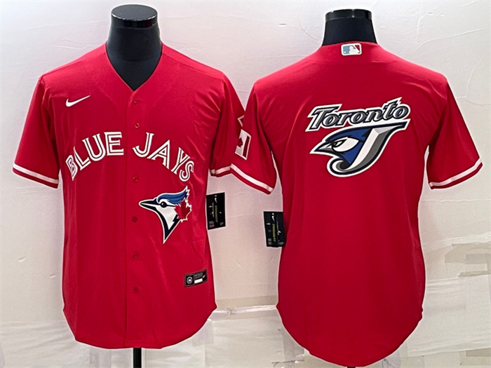 Men's Toronto Blue Jays Red Team Big Logo Cool Base Stitched Baseball Jersey Men's Toronto Blue Jays Red Team Big Logo Cool Base Stitched Baseball Jersey