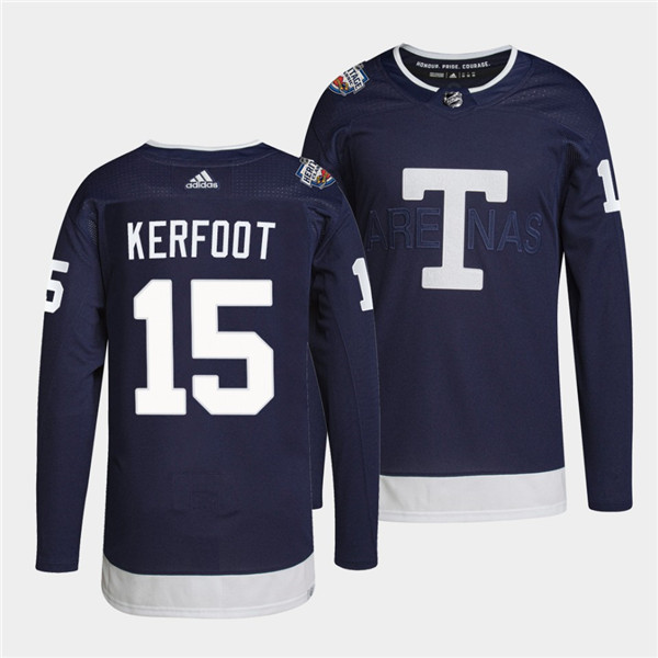 Men's Toronto Maple Leafs #15 Alexander Kerfoot 2022 Heritage Classic Navy Stitched Jersey Men's Toronto Maple Leafs #15 Alexander Kerfoot 2022 Heritage Classic Navy Stitched Jersey