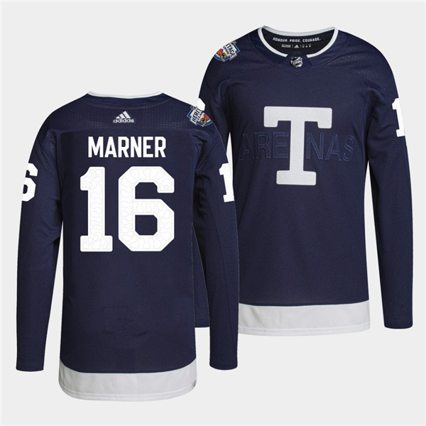 Men's Toronto Maple Leafs #16 Mitchell Marner 2022 Heritage Classic Navy Stitched Jersey Men's Toronto Maple Leafs #16 Mitchell Marner 2022 Heritage Classic Navy Stitched Jersey