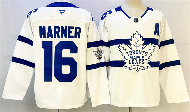 Men's Toronto Maple Leafs #16 Mitchell Marner White With A Patch Stadium Series Stitched Jersey Men's Toronto Maple Leafs #16 Mitchell Marner White With A Patch Stadium Series Stitched Jersey