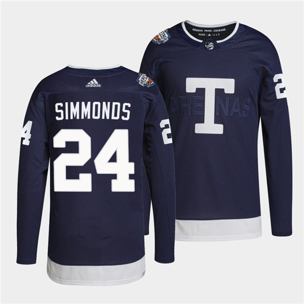 Men's Toronto Maple Leafs #24 Wayne Simmonds 2022 Heritage Classic Navy Stitched Jersey Men's Toronto Maple Leafs #24 Wayne Simmonds 2022 Heritage Classic Navy Stitched Jersey