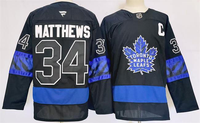 Men's Toronto Maple Leafs #34 Auston Matthews Black 2024-25 Stitched Jersey Men's Toronto Maple Leafs #34 Auston Matthews Black 2024-25 Stitched Jersey