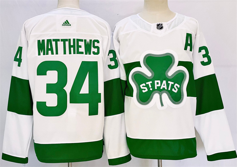 Men's Toronto Maple Leafs #34 Auston Matthews White St Patricks Authentic Jersey Men's Toronto Maple Leafs #34 Auston Matthews White St Patricks Authentic Jersey