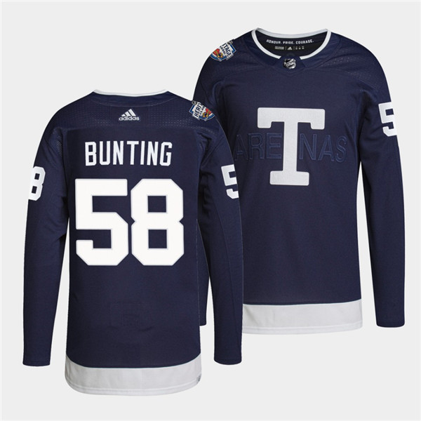 Men's Toronto Maple Leafs #58 Michael Bunting 2022 Heritage Classic Navy Stitched Jersey Men's Toronto Maple Leafs #58 Michael Bunting 2022 Heritage Classic Navy Stitched Jersey