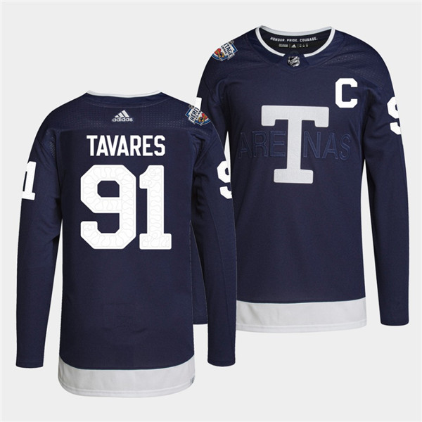 Men's Toronto Maple Leafs #91 John Tavares 2022 Heritage Classic Navy Stitched Jersey Men's Toronto Maple Leafs #91 John Tavares 2022 Heritage Classic Navy Stitched Jersey