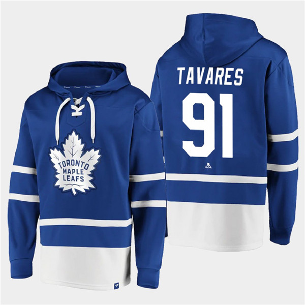 Men's Toronto Maple Leafs #91 John Tavares Blue All Stitched Sweatshirt Hoodie Men's Toronto Maple Leafs #91 John Tavares Blue All Stitched Sweatshirt Hoodie