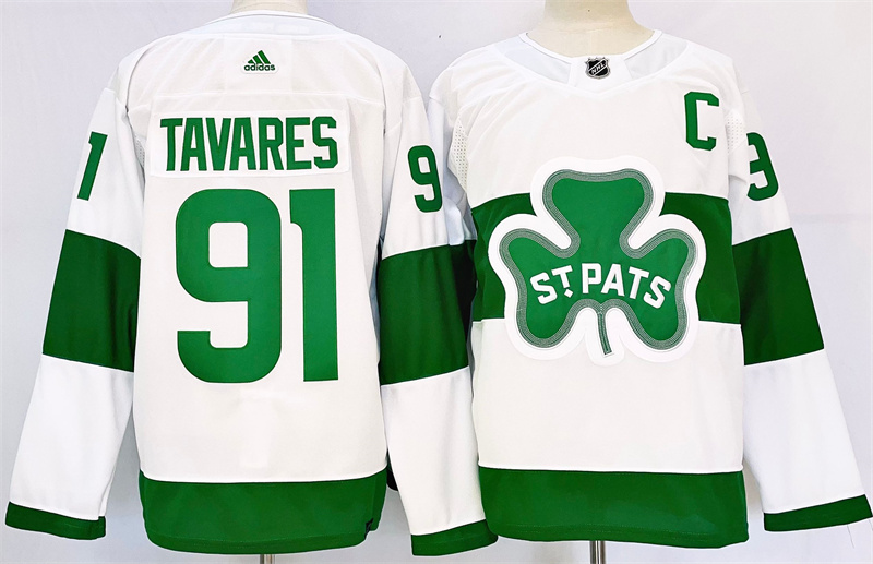 Men's Toronto Maple Leafs #91 John Tavares White St Patricks Authentic Jersey Men's Toronto Maple Leafs #91 John Tavares White St Patricks Authentic Jersey