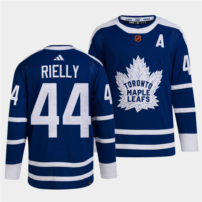 Men's Toronto Maple Leafs Black #44 Morgan Rielly Blue 2022 Reverse Retro Stitched Jersey Men's Toronto Maple Leafs Black #44 Morgan Rielly Blue 2022 Reverse Retro Stitched Jersey