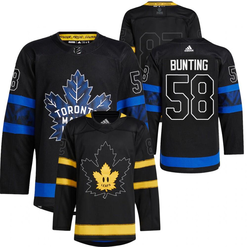 Men's Toronto Maple Leafs Black #58 Michael Bunting Alternate Premier Breakaway Reversible Stitched Jersey Men's Toronto Maple Leafs Black #58 Michael Bunting Alternate Premier Breakaway Reversible Stitched Jersey