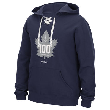 Men's Toronto Maple Leafs Reebok Navy 100th Anniversary Lace Up Pullover Hoodie Men's Toronto Maple Leafs Reebok Navy 100th Anniversary Lace Up Pullover Hoodie