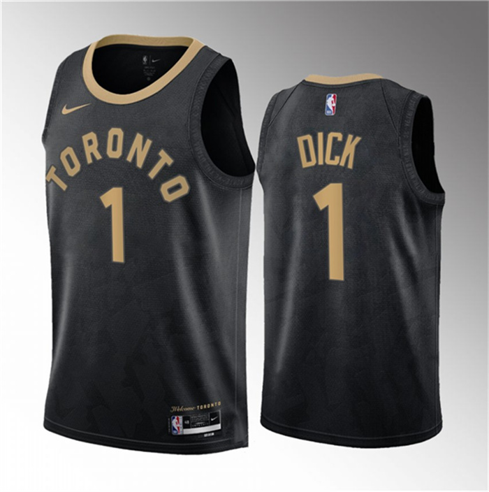 Men's Toronto Raptors #1 Gradey Dick Black 2023 Draft City Edition Stitched Basketball Jersey Men's Toronto Raptors #1 Gradey Dick Black 2023 Draft City Edition Stitched Basketball Jersey