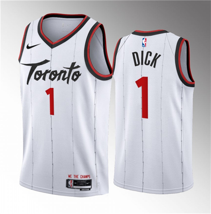 Men's Toronto Raptors #1 Gradey Dick White 2023 24 Association Edition Stitched Basketball Jersey Men's Toronto Raptors #1 Gradey Dick White 2023 24 Association Edition Stitched Basketball Jersey
