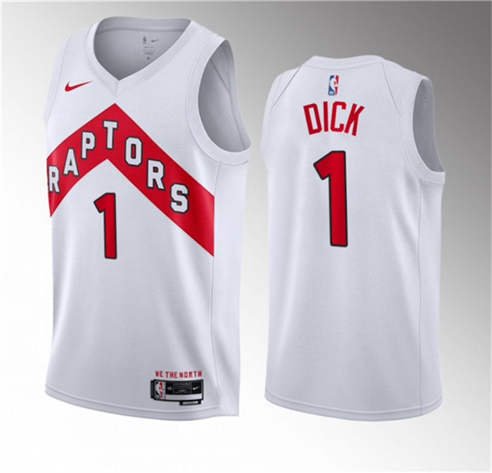 Men's Toronto Raptors #1 Gradey Dick White 2023 Draft Association Edition Stitched Basketball Jersey Men's Toronto Raptors #1 Gradey Dick White 2023 Draft Association Edition Stitched Basketball Jersey