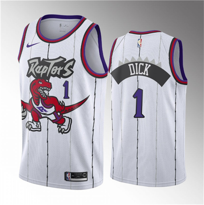 Men's Toronto Raptors #1 Gradey Dick White 2023 Draft Classic Edition Stitched Basketball Jersey Men's Toronto Raptors #1 Gradey Dick White 2023 Draft Classic Edition Stitched Basketball Jersey