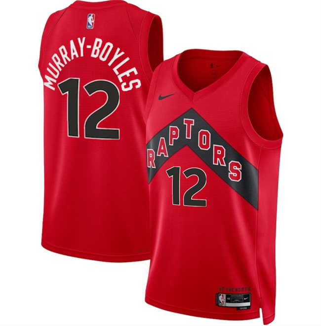 Men's Toronto Raptors #12 Collin Murray-Boyles Red 2025 Draft Icon Edition Stitched Basketball Jersey