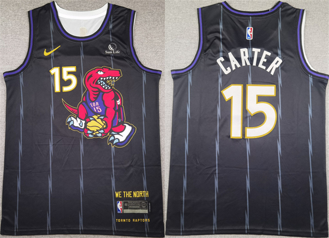 Men's Toronto Raptors #15 Vince Carter Black 2025 Stitched Basketball Jersey Men's Toronto Raptors #15 Vince Carter Black 2025 Stitched Basketball Jersey