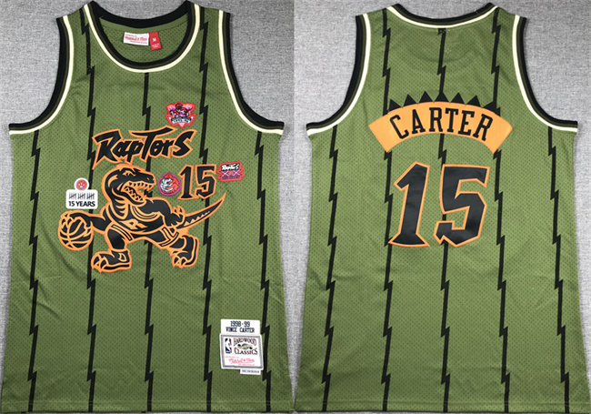 Men's Toronto Raptors #15 Vince Carter Green 1998-99 Throwback Stitched Jersey Men's Toronto Raptors #15 Vince Carter Green 1998-99 Throwback Stitched Jersey
