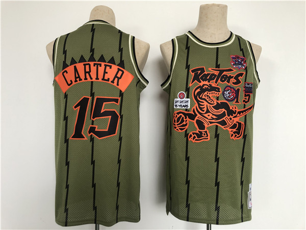 Men's Toronto Raptors #15 Vince Carter Oilve Throwback Stitched Jersey Men's Toronto Raptors #15 Vince Carter Oilve Throwback Stitched Jersey