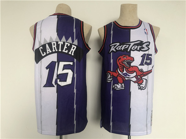 Men's Toronto Raptors #15 Vince Carter White Purple Splite Basketball Jersey Men's Toronto Raptors #15 Vince Carter White Purple Splite Basketball Jersey
